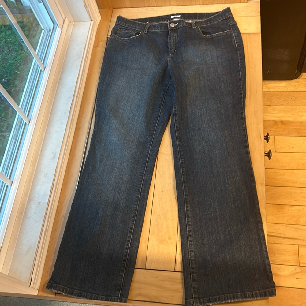 LIZ & CO. Women's Size 14 Stretch Straight Leg Mid Rise Blue Denim Jeans